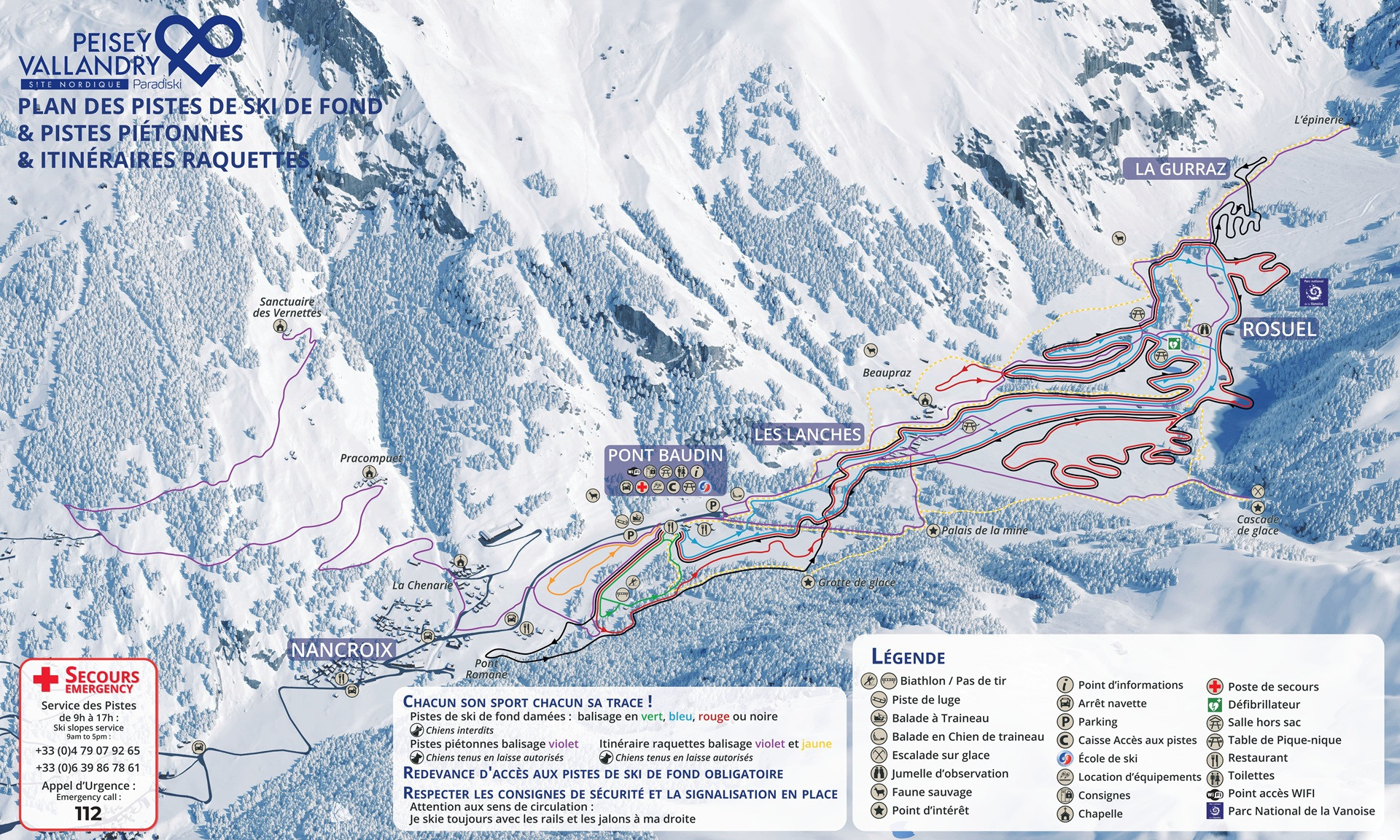 Plan des pistes de ski de fond