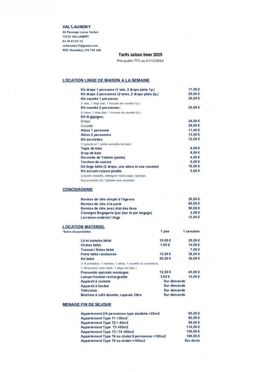 Prix conciergerie