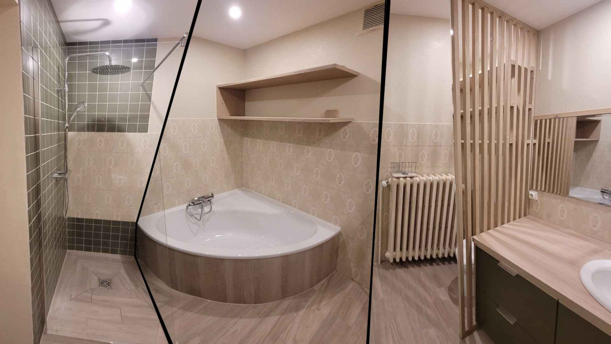 Salle de bain avec ancien/moderne carrelage
