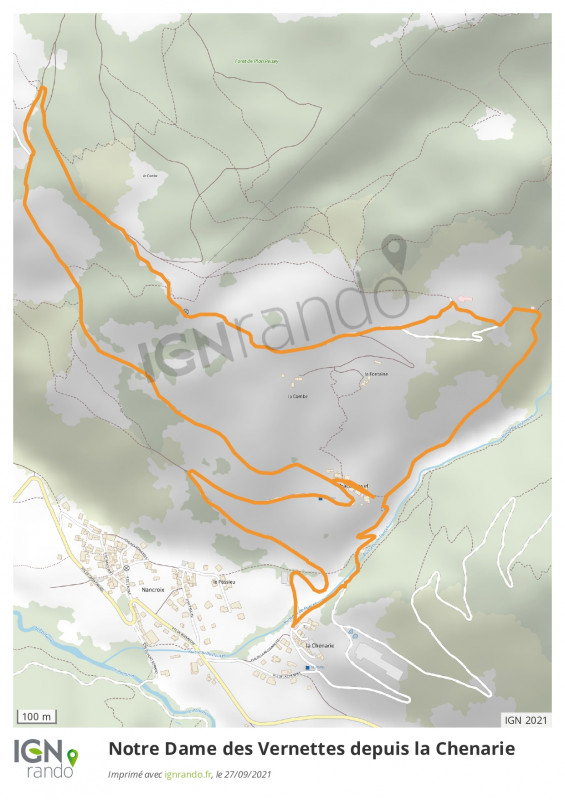 Plan Vernettes depuis Chenarie hiver