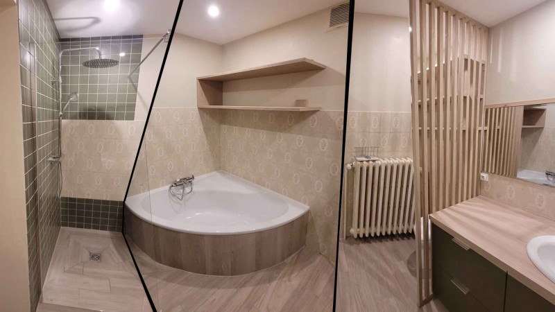 Salle de bain avec ancien/moderne carrelage