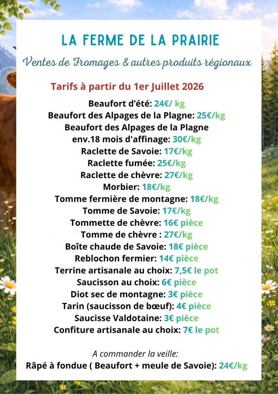 Tarifs été 2026