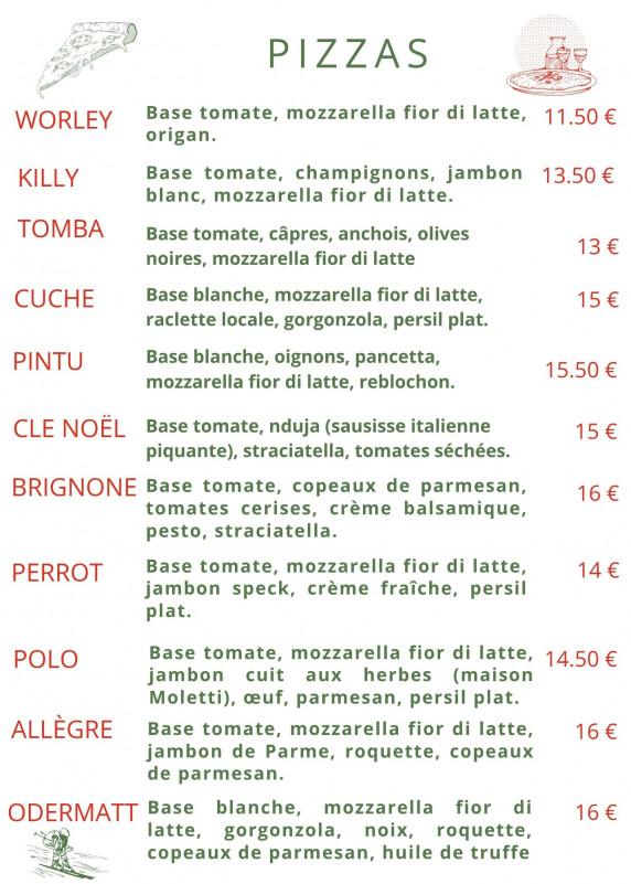 Carte Pizzas